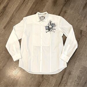 Express Shirt Mens XL White Long Sleeve Button Grunge Affliction Style Goth Y2K